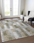 Angled Checks Brown Washable Indoor-Outdoor Rug