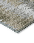Angled Checks Brown Washable Indoor-Outdoor Rug