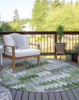 Angled Checks Green Washable Indoor-Outdoor Rug