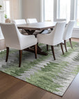 Addison Rugs Angled Checks Green Washable Indoor-Outdoor Rug