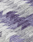 Angled Checks Purple Washable Indoor-Outdoor Rug