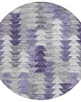 Angled Checks Purple Washable Indoor-Outdoor Rug