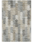 Angled Checks Taupe Washable Indoor-Outdoor Rug