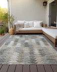 Angled Checks Taupe Washable Indoor-Outdoor Rug