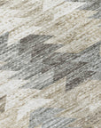 Angled Checks Taupe Washable Indoor-Outdoor Rug