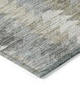 Angled Checks Taupe Washable Indoor-Outdoor Rug