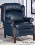 Sailor Navy Blue Leather Power Recliner