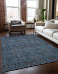 Bohemian Teal Washable Indoor-Outdoor Rug