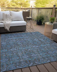 Bohemian Teal Washable Indoor-Outdoor Rug