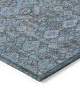 Bohemian Teal Washable Indoor-Outdoor Rug