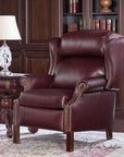 Leroy Top Grain Burgundy Leather Power Recliner