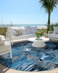 Addison Rugs Floral Blue Washable Indoor-Outdoor Rug
