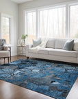 Addison Rugs Floral Blue Washable Indoor-Outdoor Rug