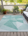 Addison Rugs Gentle Waves Teal Washable Indoor-Outdoor Rug