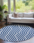 Addison Rugs Geometric Navy Washable Indoor-Outdoor Rug