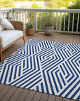 Addison Rugs Geometric Navy Washable Indoor-Outdoor Rug