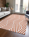Addison Rugs Geometric Orange Washable Indoor-Outdoor Rug