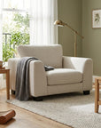 LOOMLAN Custom Upholstery Larvik Minimalist Rounded Edge Fabric Accent Chair