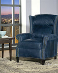 Violin Navy Blue Genuine Leather Power Recliner