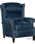 Uptown Sebastian Violin Navy Blue Genuine Leather Power Recliner