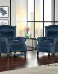 Uptown Sebastian Violin Navy Blue Genuine Leather Power Recliner