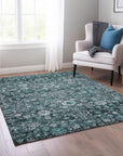 Addison Rugs Ocean Ripples Teal Washable Indoor-Outdoor Rug