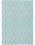 Addison Rugs Offset Stripes Aqua Washable Indoor-Outdoor Rug