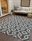 Addison Rugs Offset Stripes Black Washable Indoor-Outdoor Rug
