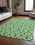 Addison Rugs Offset Stripes Emerald Washable Indoor-Outdoor Rug