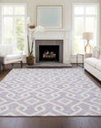 Addison Rugs Offset Stripes Lavender Washable Indoor-Outdoor Rug