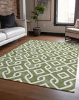 Addison Rugs Offset Stripes Olive Washable Indoor-Outdoor Rug