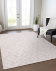 Addison Rugs Offset Stripes Pink Washable Indoor-Outdoor Rug