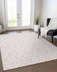 Addison Rugs Offset Stripes Pink Washable Indoor-Outdoor Rug