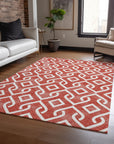 Addison Rugs Offset Stripes Red Washable Indoor-Outdoor Rug