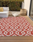 Addison Rugs Offset Stripes Red Washable Indoor-Outdoor Rug