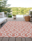 Addison Rugs Offset Stripes Salmon Washable Indoor-Outdoor Rug