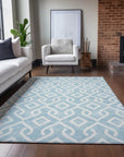 Addison Rugs Offset Stripes Sky Washable Indoor-Outdoor Rug