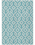 Addison Rugs Offset Stripes Teal Washable Indoor-Outdoor Rug