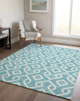 Addison Rugs Offset Stripes Teal Washable Indoor-Outdoor Rug