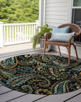 Addison Rugs Paisley Black Washable Indoor-Outdoor Rug