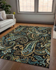 Addison Rugs Paisley Black Washable Indoor-Outdoor Rug
