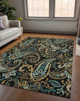 Addison Rugs Paisley Black Washable Indoor-Outdoor Rug