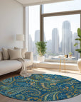 Addison Rugs Paisley Blue Washable Indoor-Outdoor Rug