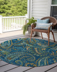 Addison Rugs Paisley Blue Washable Indoor-Outdoor Rug