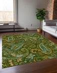 Addison Rugs Paisley Green Washable Indoor-Outdoor Rug
