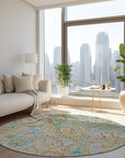 Addison Rugs Paisley Grey Washable Indoor-Outdoor Rug