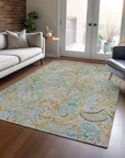 Addison Rugs Paisley Grey Washable Indoor-Outdoor Rug