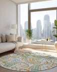 Addison Rugs Paisley Ivory Washable Indoor-Outdoor Rug