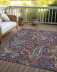 Addison Rugs Paisley Purple Washable Indoor-Outdoor Rug