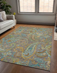 Addison Rugs Paisley Taupe Washable Indoor-Outdoor Rug